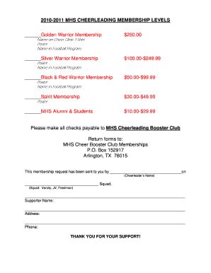 Fillable Online To See The Mhs Cheerleader Membership Level Order Form