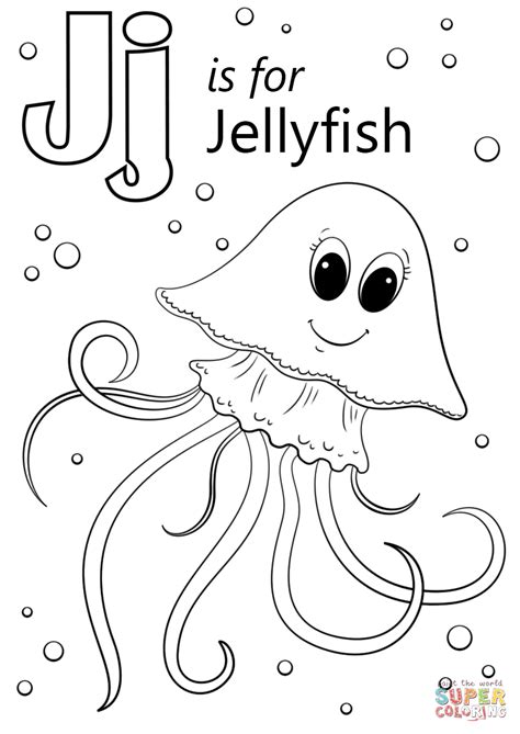 Letter J is for Jellyfish coloring page | Free Printable Coloring Pages