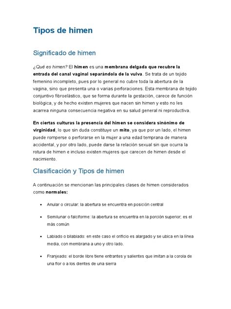 Tipos De Himen Pdf Ginecología Reproducción