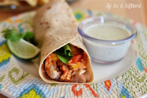 Grilled Chicken Stuffed Burritos And Creamy Cilantro Ranch Dressing