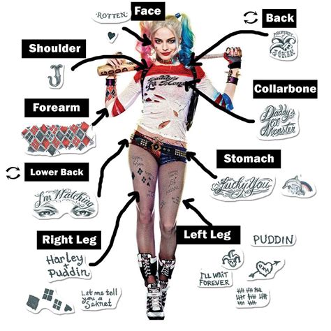 Harley Quinn Temporary Tattoo Set TattooIcon Harley Quinn Halloween