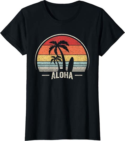 Vintage Retro Aloha Hawaii Hawaiian Island Palm Beach Surf T Shirt