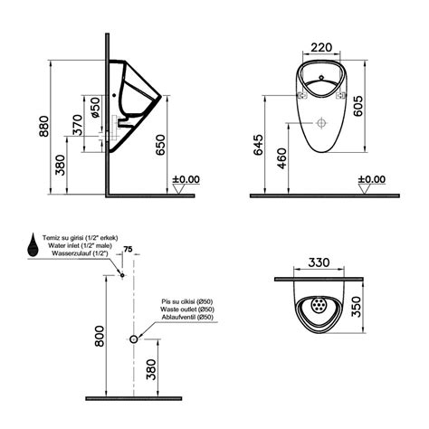 Vitra Plural Urinal With Battery Powered Flushing Sensor In Matt Taupe