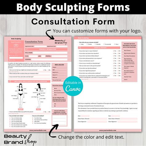 Body Sculpting Forms Editable Body Contouring Consent Form Etsy Canada