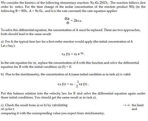 Solved We consider the kinetics of the following elementary | Chegg.com