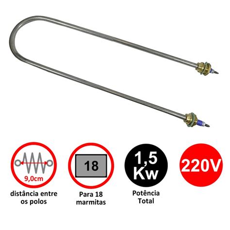 Resistência Marmiteiro 1500W 18 Marmitas 220V Banho Maria Eletro G