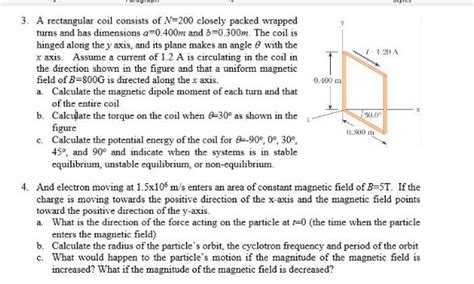 Solved 3 A Rectangular Coil Consists Of N 200 Closely Chegg