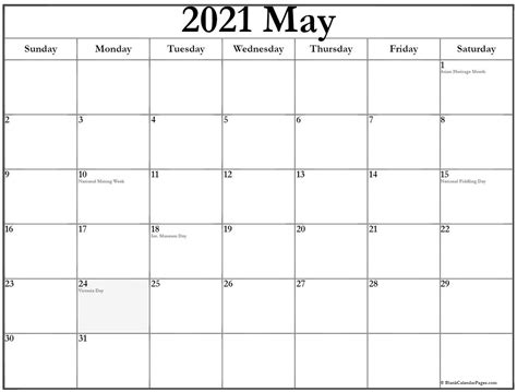 2021 May Calendar Canada | Free Resume Templates