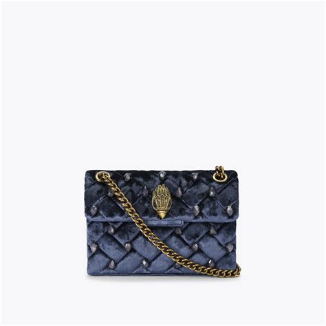 Mini Kensington Crystals Dark Blue Velvet Cross Body Bag By Kurt Geiger London