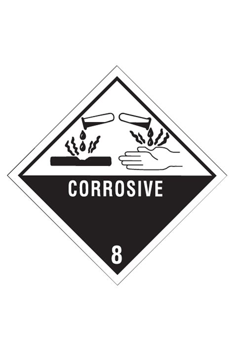 4 X 4 Corrosive Hazard Class 8 Label 500 Per Roll