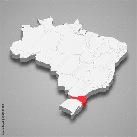 Vetor De Santa Catarina State Location Within Brazil D Map Template