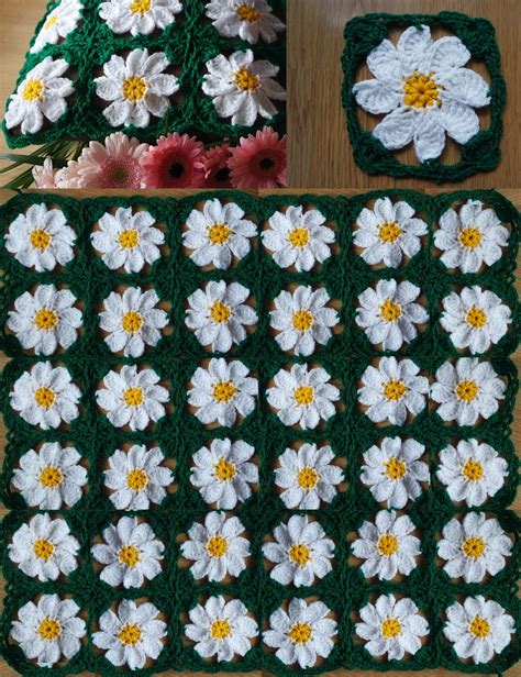 Crochet Daisy Flowers Blanket Afghan Pattern By Marifu6a Marifu6a