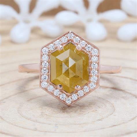 248 Ct Yellow Diamond Ring Hexagon Cut Diamond Ring Etsy