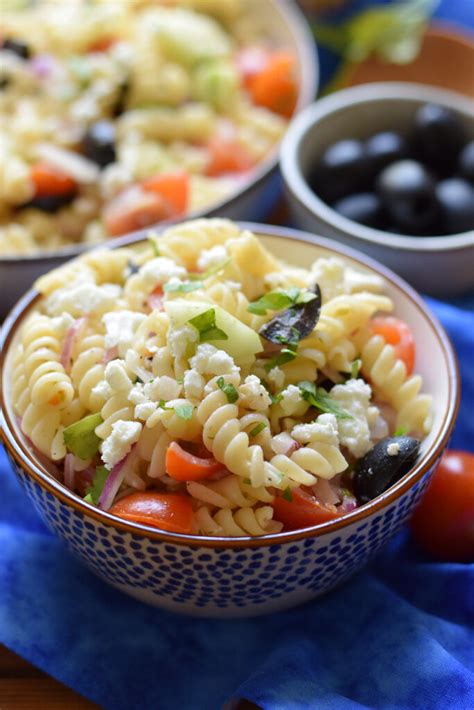 Greek Style Pasta Salad Julia S Cuisine