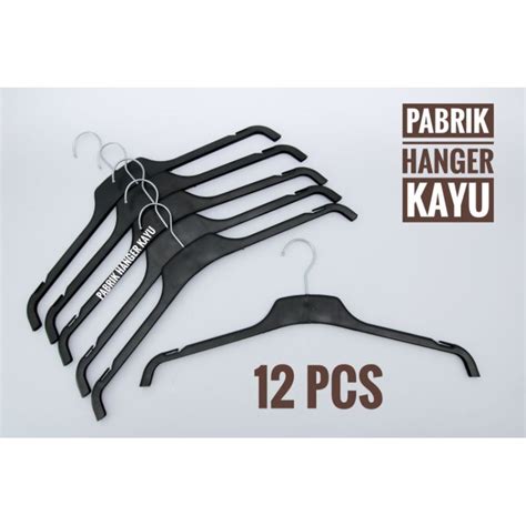 Jual 12 Pcs 1 Lusin Hanger Baju Dewasa Pelastik 282 Hitam Shopee