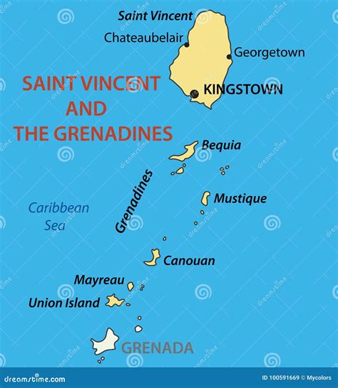 Saint Vincent And The Grenadines Map Black Silhouette Country Map