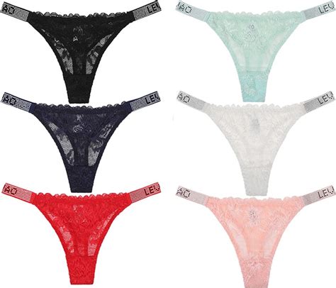 LEVAO Thongs For Women Pack Sexy Lace Cheeky Underwear No Show G String Low Waist Bikini Panties