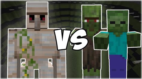 Iron Golem Vs Zombie Army Zombie Zombie Villager Minecraft Mob