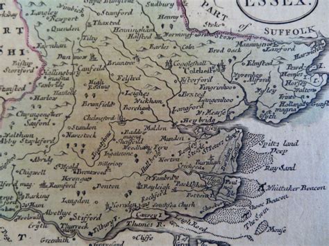 Essex English County Map Colchester C 1785 90 Small Detailed Engraved Brian Dimambro