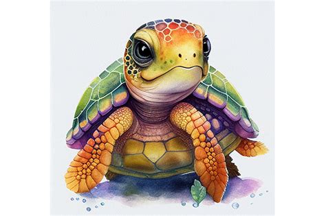 Cute Baby Turtle Watercolor Png File Graphic By Wangtemplates