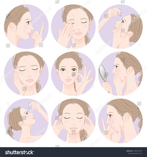 Illustration Woman Taking Care Eyes เวกเตอร์สต็อก ปลอดค่าลิขสิทธิ์