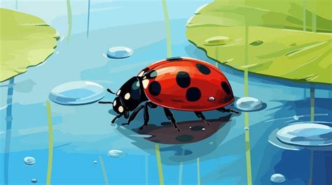 Cute Ladybug Idea 2d Flat Cartoon Vector Illustration Premium Ai