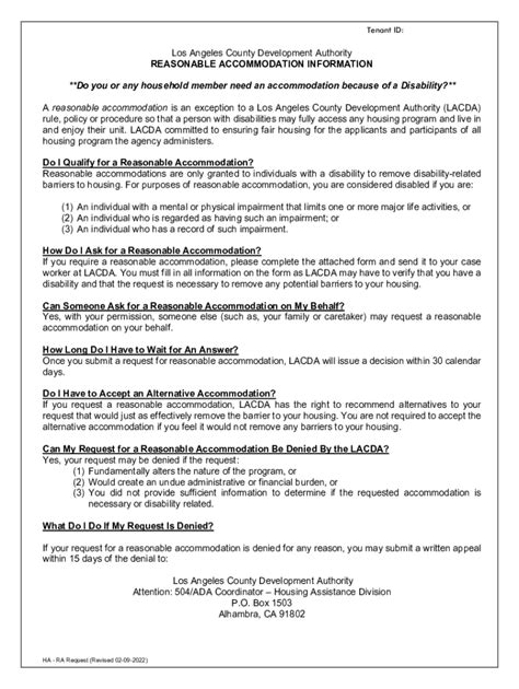 Reasonable Accommodations And Modificationslahd Form Fill Out And Sign Printable Pdf Template