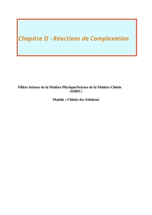 Chimie Des Solutions Examens Corriges Exercices De R Vision Oxydo