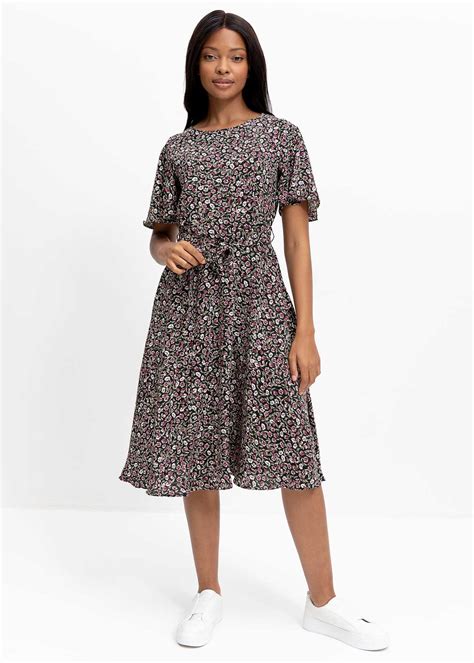 Belted Flutter Sleeve Fit And Flare Dress Za