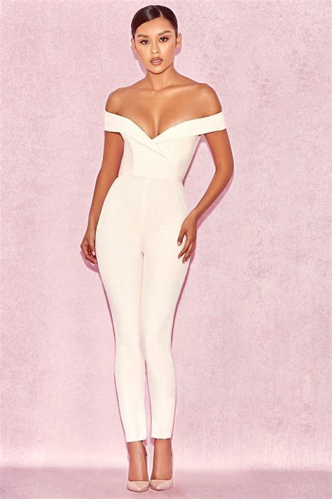 Your Curves Deserve This Ultra Elegant White Jumpsuit Featuring An Off