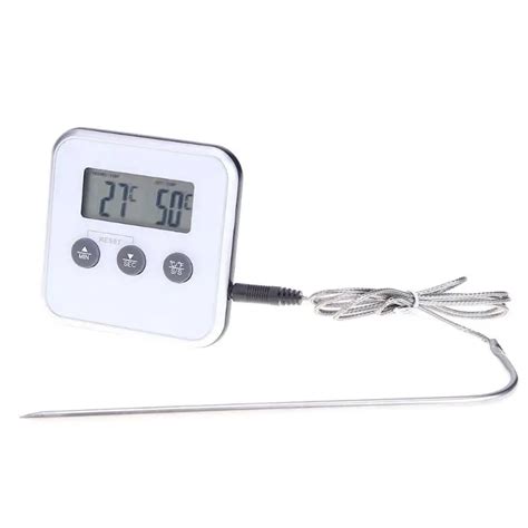 Electronic Digital Thermometer Timer Food Meat Temperature Meter Gauge ...