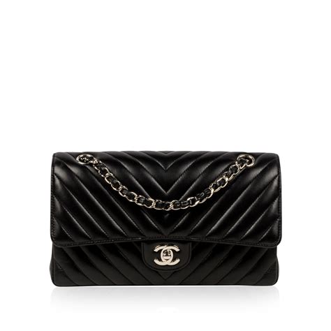 Chanel Classic Flap Bag Medium Chevron Shw Pre Loved Bagista