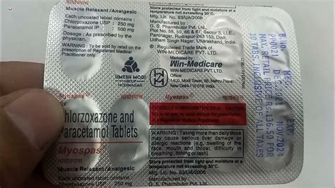 Myospas Tablets | Chlorzoxazone And Paracetamol Tablets | Myospas ...