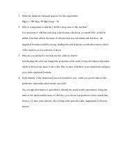 Lab Questions Lab 25.docx - 1. Write the balanced chemical reaction for ...