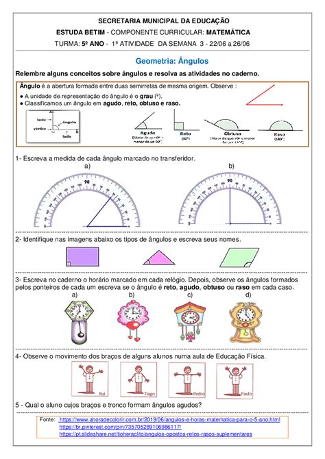 Atividades Angulos 6 Ano Librain