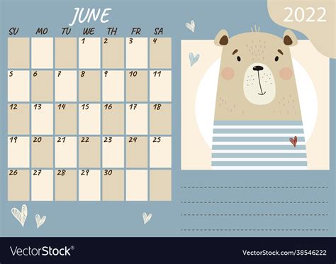 Cute June 2022 Calendar Printable