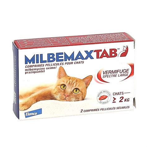 Milbemaxtab Vermifuge Chat de de 2kg boite de 2 comprimés La