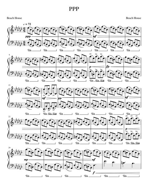 Ppp Beach House Sheet Music For Piano Solo