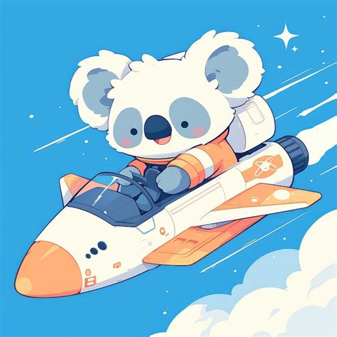 Un Koala Sur Un Vaisseau Spatial Dans Le Style Des Dessins Animés