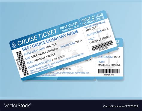 Cruise Boarding Pass Design Template Ferry Boat Vector Image