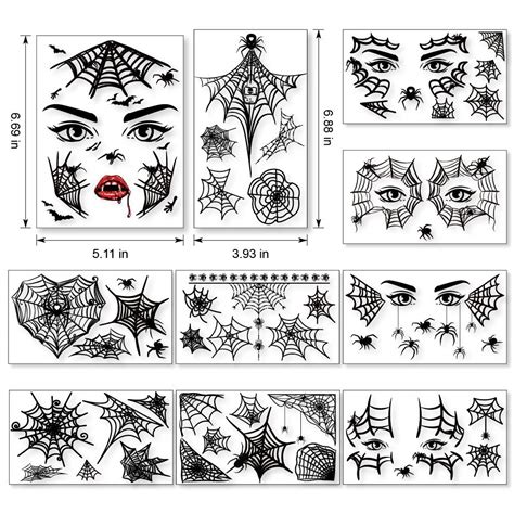 Buy Pcs Halloween Spider Face Tattoos Spider Web Spider Net Temporary