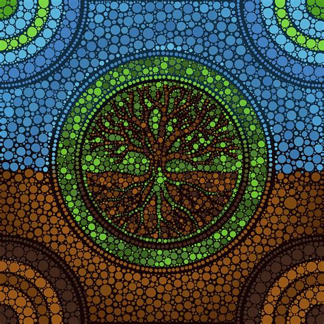 Yggdrasil Tree Of Life Dot Art 2 Digital Art By Lioudmila Perry