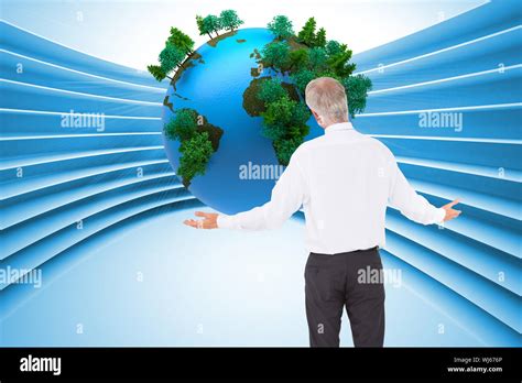 Composite Image Of Rear View Of Surprised Mature Businessman Posing On