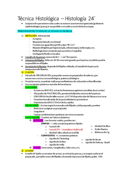 Técnicas Histológicas Y Coloración Técnica Histológica Histología