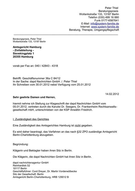 Klageerwiderung Im Volltext Als PDF Datei Hier Fliegenden