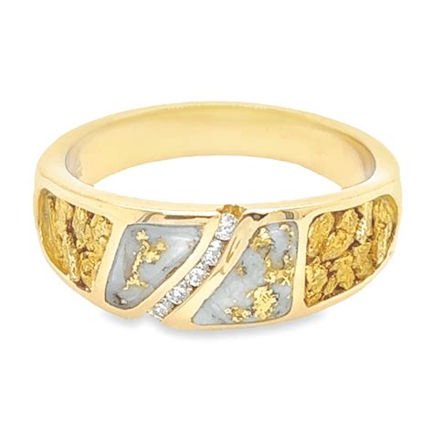 Mens Gold Quartz Ring Alaska Mint