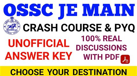 Ossc Je Civil Main Examination Unofficial Answer Key Info Odisha