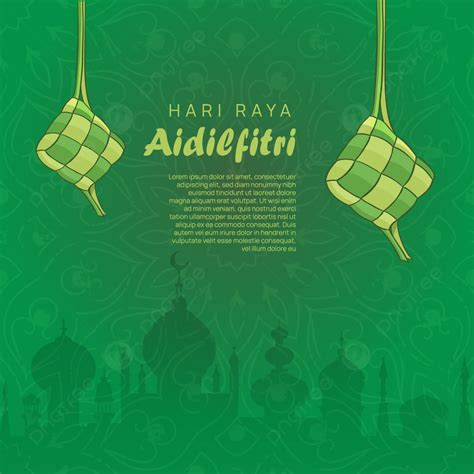 Green Hari Raya Aidiefitri Background Design Card Katupet Hari Raya