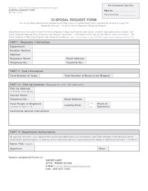 Fillable Online Disposal Request Form REV 5 15 13 Bidsync Fax