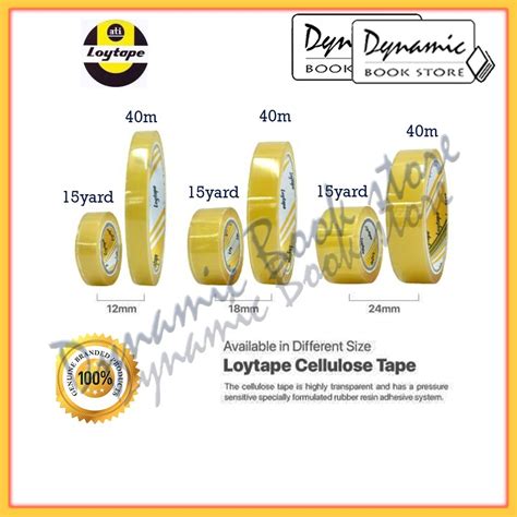 Loytape Biodegradable Cellulose Tape 12mm 18mm 24mm X 15yard 40m